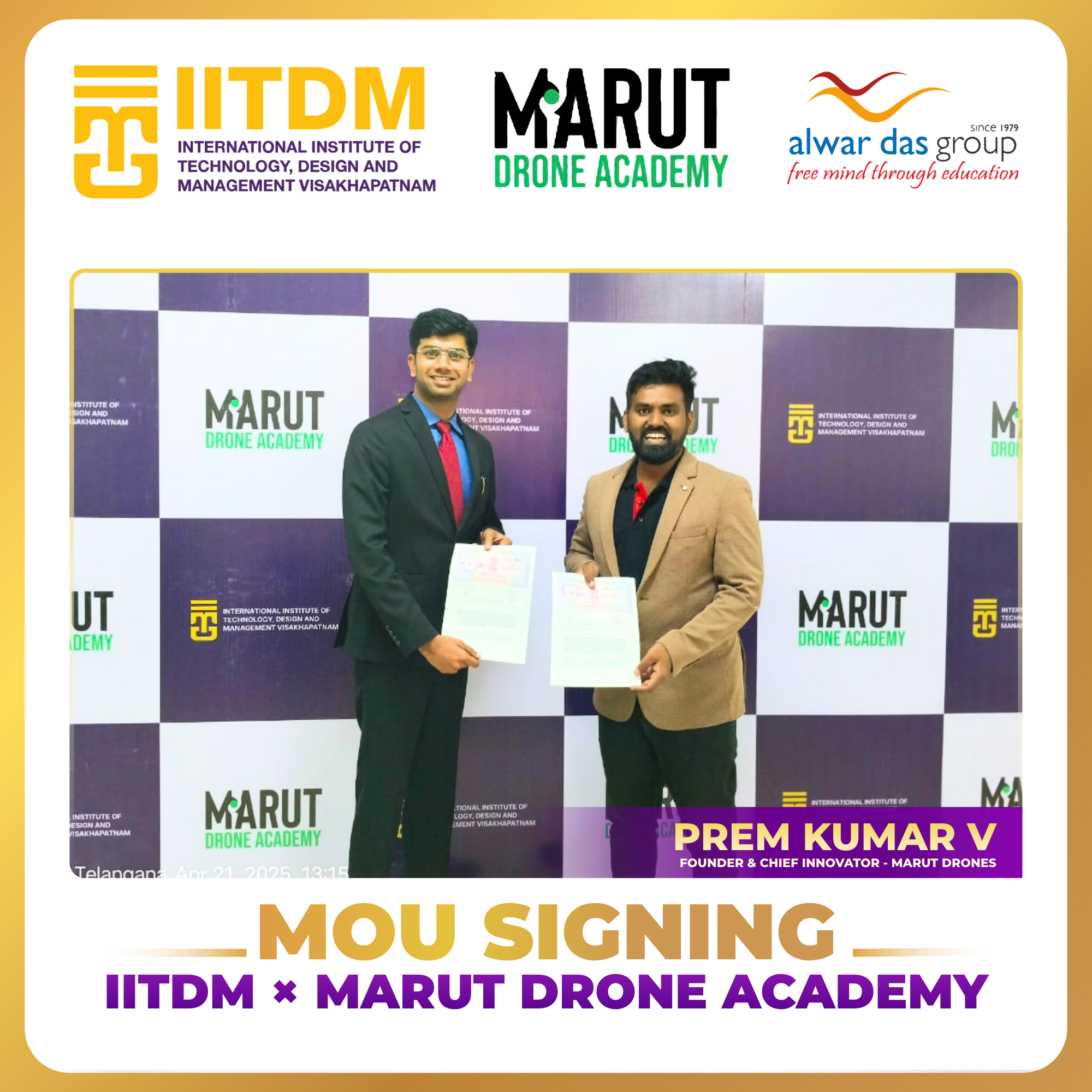 IITDM Vizag and Marut Drone Academy MoU signing